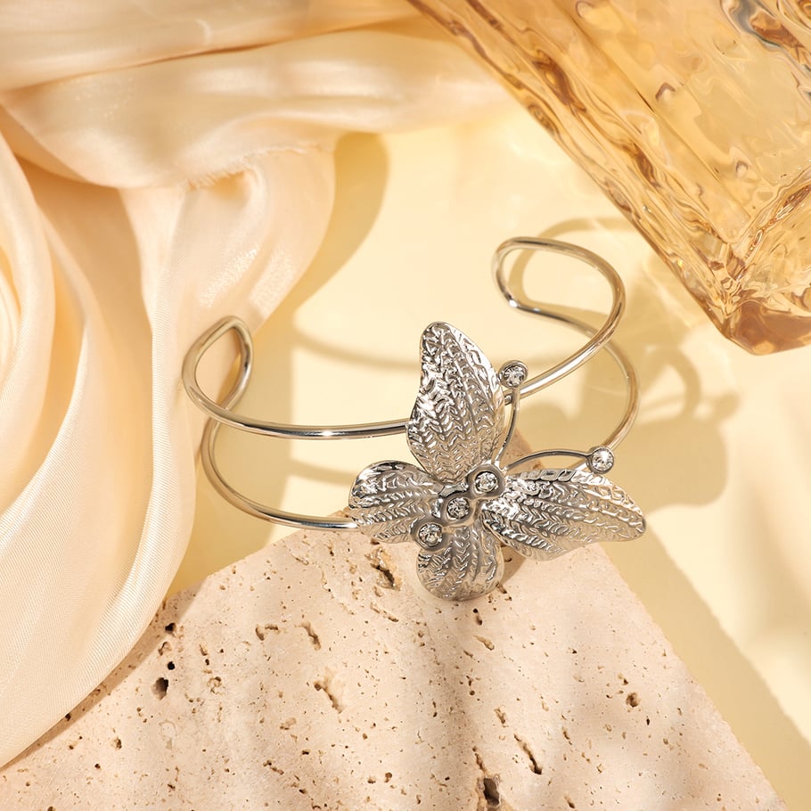 1 Piece Sophisticated Series Butterfly Stainless Steel Gold Color Women's Bangles Picture3