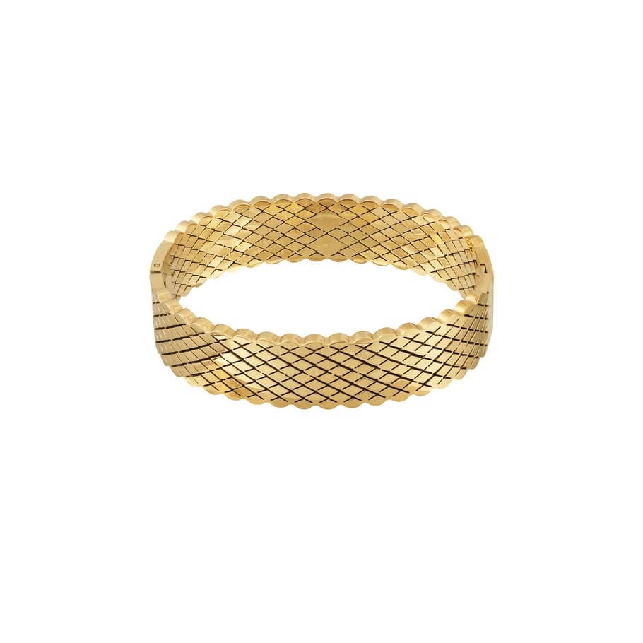 1 Stück Simple Series Retro Strip Edelstahl Goldfarben Damen Armreifen Bild8