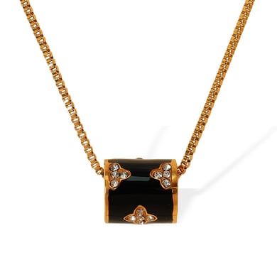1 Piece Classic Series Retro Flower Stainless Steel 18K Gold Plated Rhinestone Women Pendant Necklaces h5 Picture6