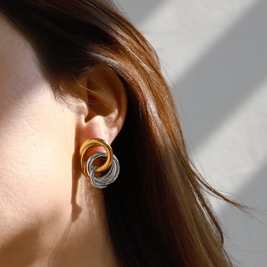1 Pair Stainless Steel Gold & Sliver Mixed Color Women's Stud Earrings Picture9