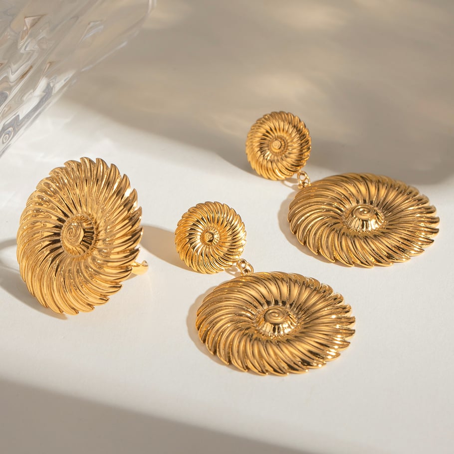 1 Pair Classic Series Retro Flower Stainless Steel 18K Gold Plated Women Drop Earrings Picture3