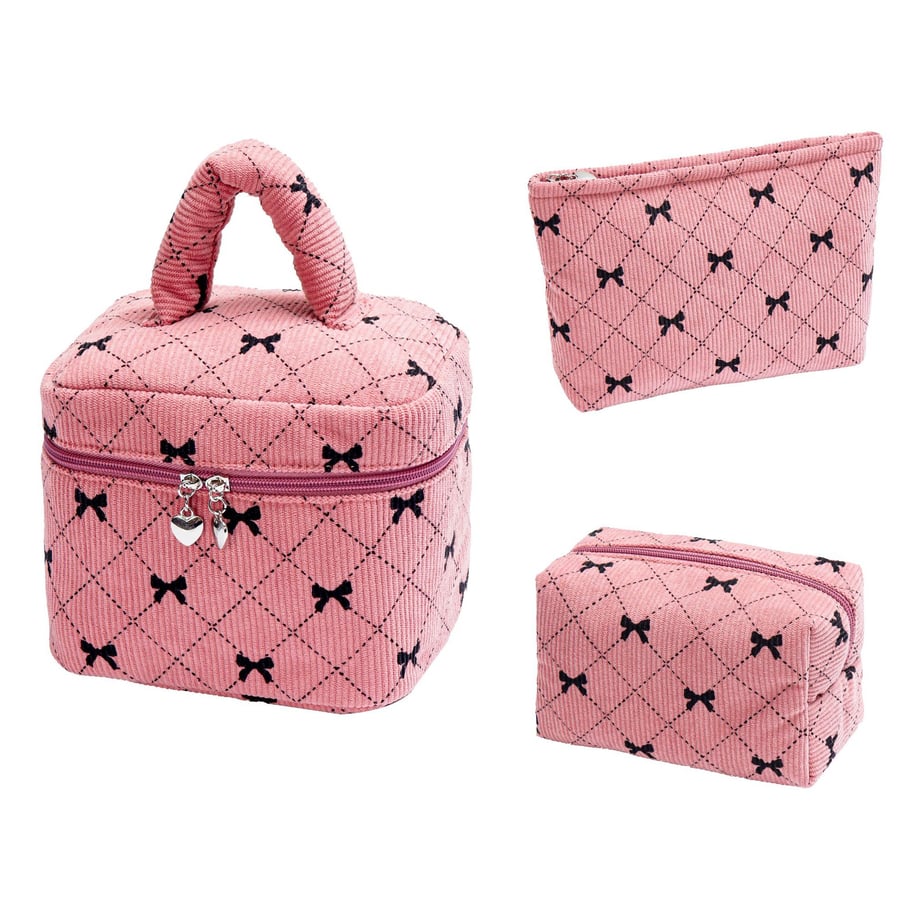 1 Piece Luxurious Series Sweet Bow Knot Corduroy Lightweight Women's Cosmetic Bags Picture6