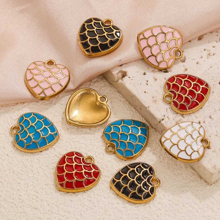 1 par de colgantes de acero inoxidable chapados en oro de 18 quilates con forma de corazón clásico de la serie romántica para mujer Imagen5