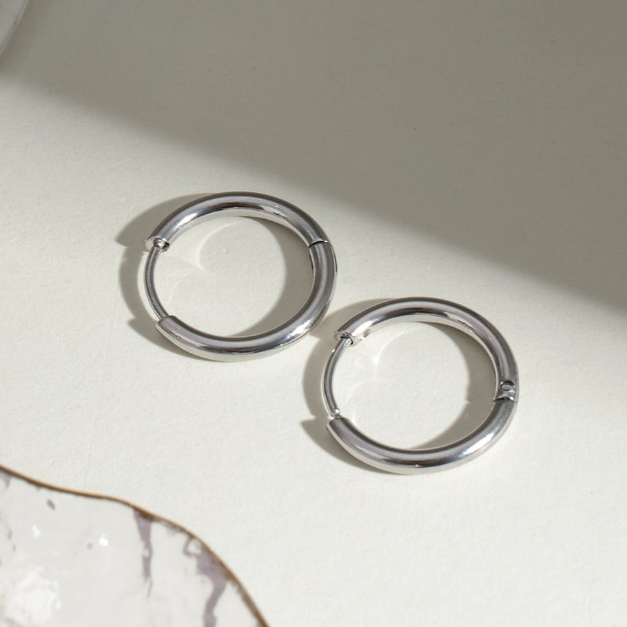 1 Pair Simple Series Simple Solid Color Stainless Steel Women Hoop Earrings Picture3