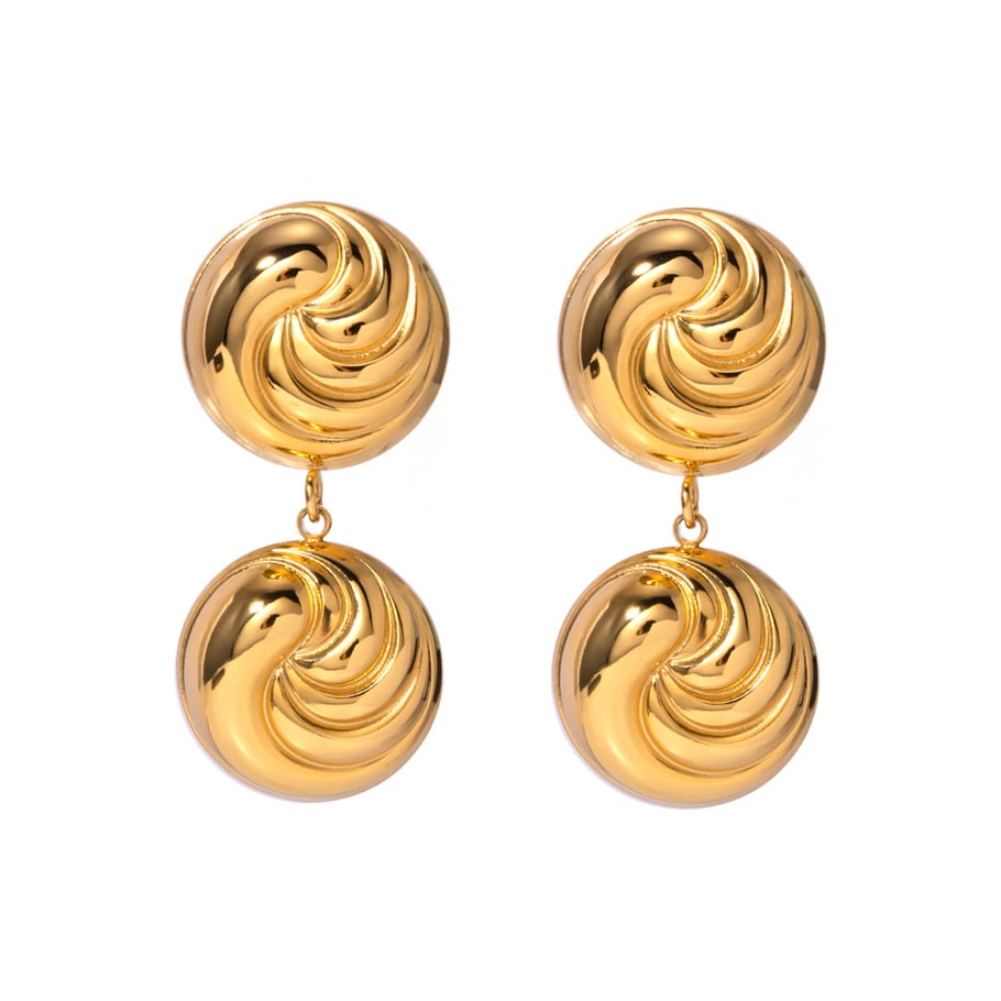 1 Pair Simple Series Retro line Stainless Steel 18K Gold Plated Women Drop Earrings Picture5