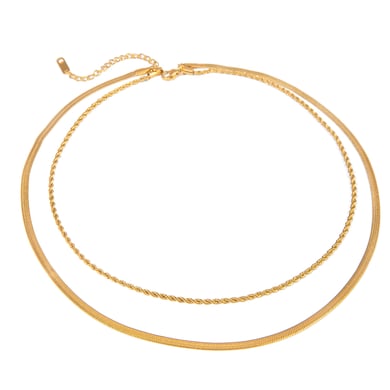 1 Stück Simple Series Lässige ringförmige Edelstahl-Halsketten mit 18 Karat Goldbeschichtung für Damen h5 Bild7