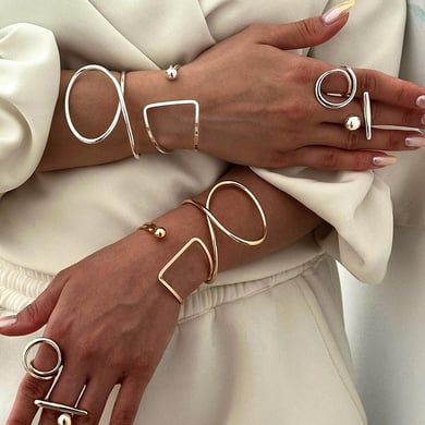 1 Piece Simple Series Simple Geometric Stainless Steel 18K Gold Plated Women Bangles h5 Picture5