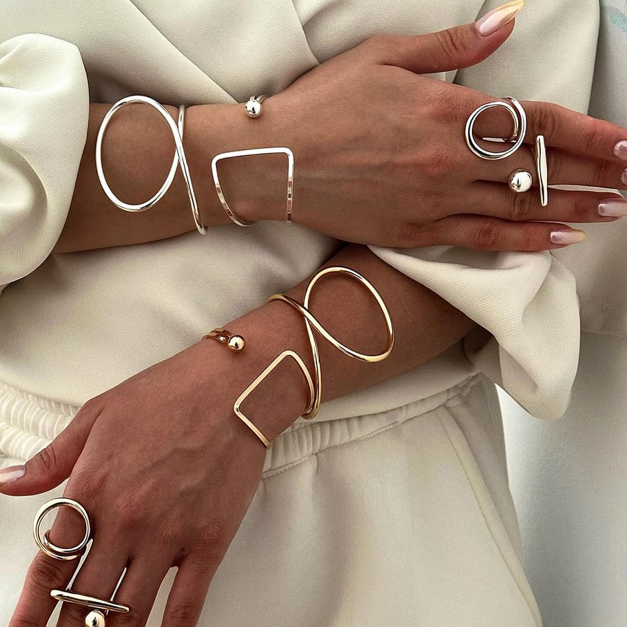 1 Piece Simple Series Simple Geometric Stainless Steel 18K Gold Plated Women Bangles Picture5