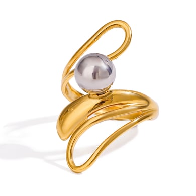 1 Piece Modern Series Fashionable Irregular Stainless Steel Gold Color Women's Single Rings h5 Picture9
