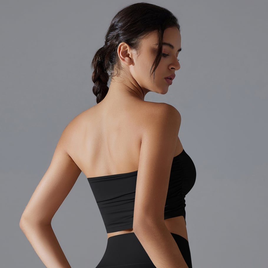 1 Piece Design Solid Color Yoga Wear Top Ruched Sheath Women's Sport Clothing h5Picture6