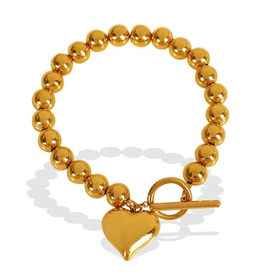 1 Piece Simple Series Simple Heart Stainless Steel 18K Gold Plated Women Charm Bracelets h5 Picture4