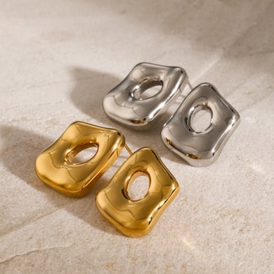 europäischen und amerikanischen klassischen neuen stil high-grade pony  gold edelstahl spezielle-förmigen hohl ohrringe schmuck  h5 Bild2