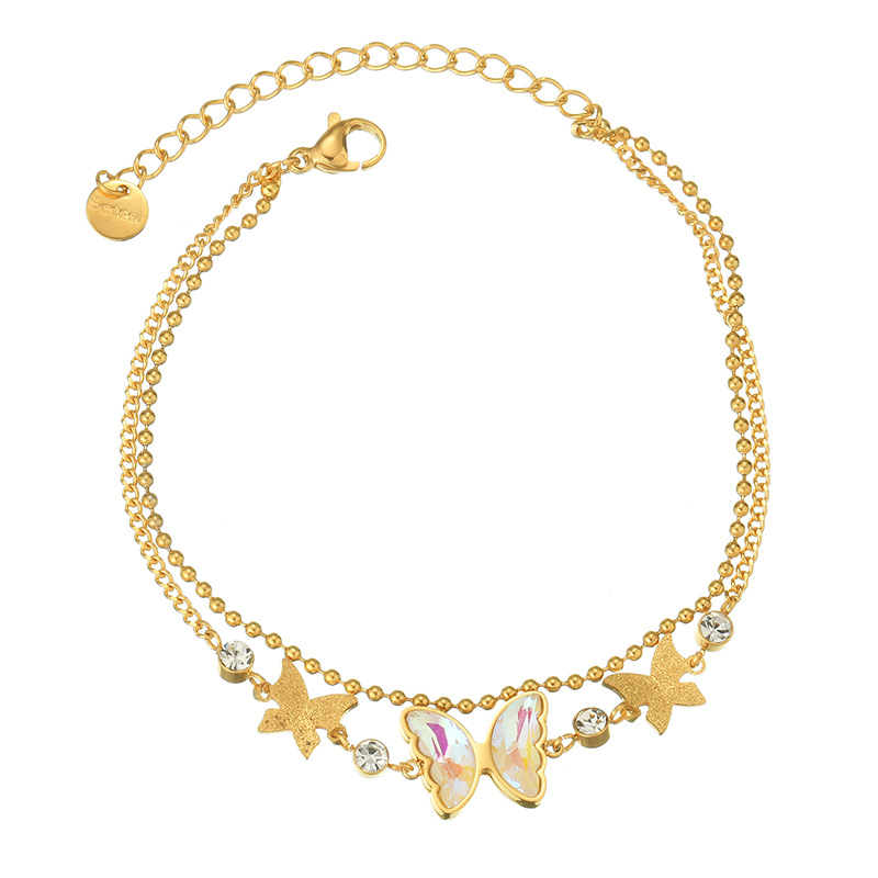Bracelet à breloques pour femme, série romantique, motif animal doux, en acier inoxydable plaqué or 18 carats, verre Image3