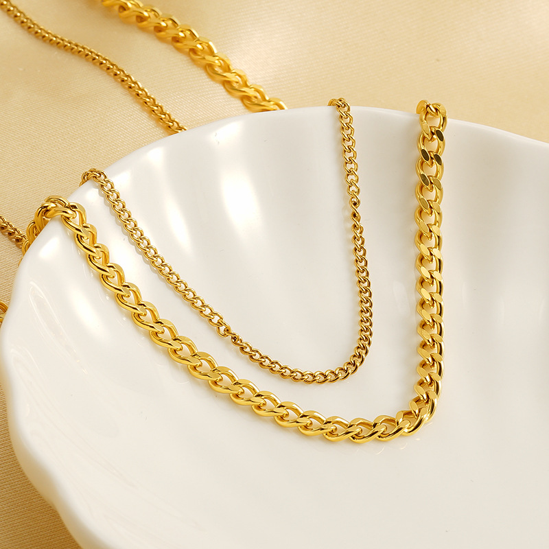 1 Stück Simple Series Daily Solid Color Edelstahl 14K vergoldet Unisex Kettenhalsketten Bild5