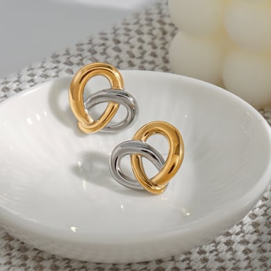 1 par de pendientes de botón de acero inoxidable dorados con forma de corazón y amor de Europa y América para mujer h5 Imagen4