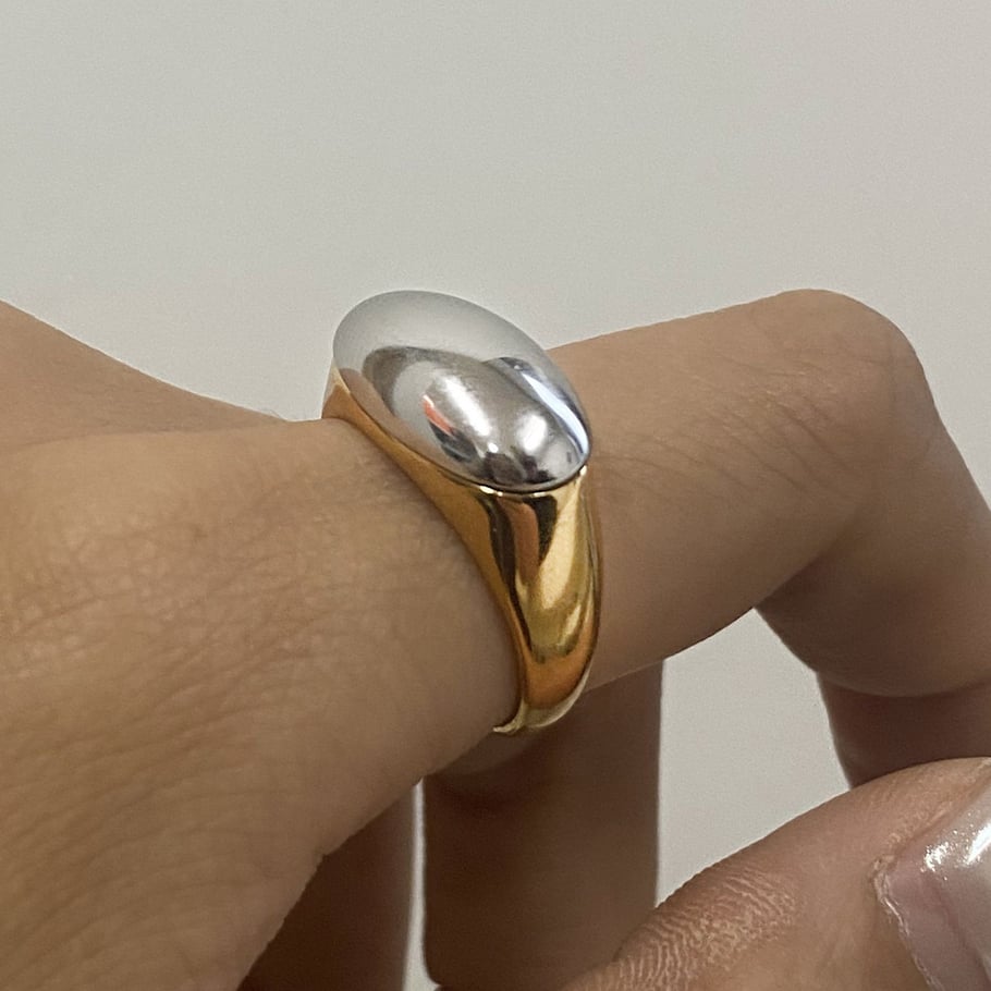 Anillos ajustables para mujer de acero inoxidable ovalado, color dorado, serie simple, Europa y América, 1 pieza Imagen9