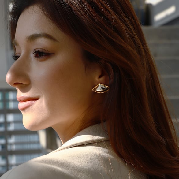 1 Pair Retro Geometric Stainless Steel Gold Color  Women's Stud Earrings 2
