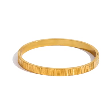 1 Piece Vacation Series Beach Spray Wave Stainless Steel Gold Color Women's Bangles h5 Picture6