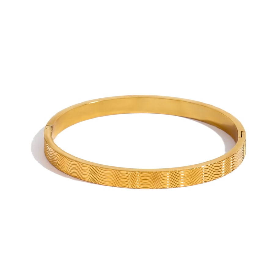 1 Piece Vacation Series Beach Spray Wave Stainless Steel Gold Color Women's Bangles Picture6