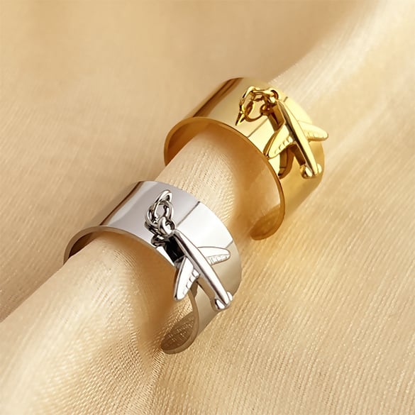 1 pezzo semplice serie casual geometrico in acciaio inossidabile color oro anelli regolabili da donna 2