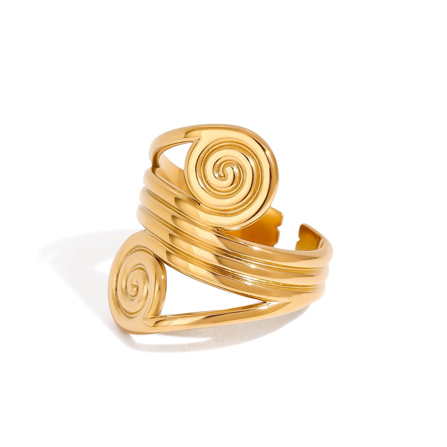 1 Stück Simple Series Europa und Amerika Spirale Edelstahl Gold Farbe Damen verstellbare Ringe Bild12