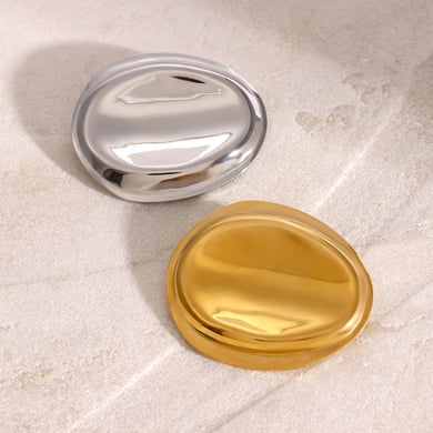 1 Paar Simple Series Einfache, einfarbige Edelstahl-Broschen mit 18 Karat Goldbeschichtung für Damen h5 Bild3