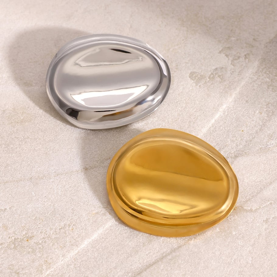 1 Paar Simple Series Einfache, einfarbige Edelstahl-Broschen mit 18 Karat Goldbeschichtung für Damen Bild3