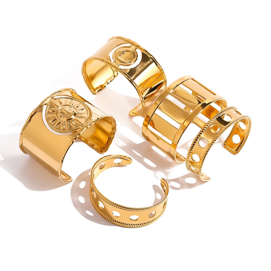 1 Paar Simple Series Casual Solid Color Edelstahl 18 Karat vergoldet Damen verstellbare Ringe Bild6