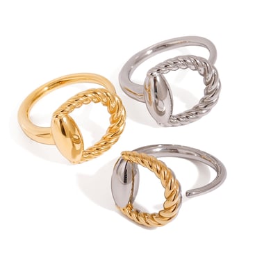 1 Stück Simple Series Europa und Amerika Ringförmige Edelstahl Goldfarbene Damen-Einzelringe h5 Bild6
