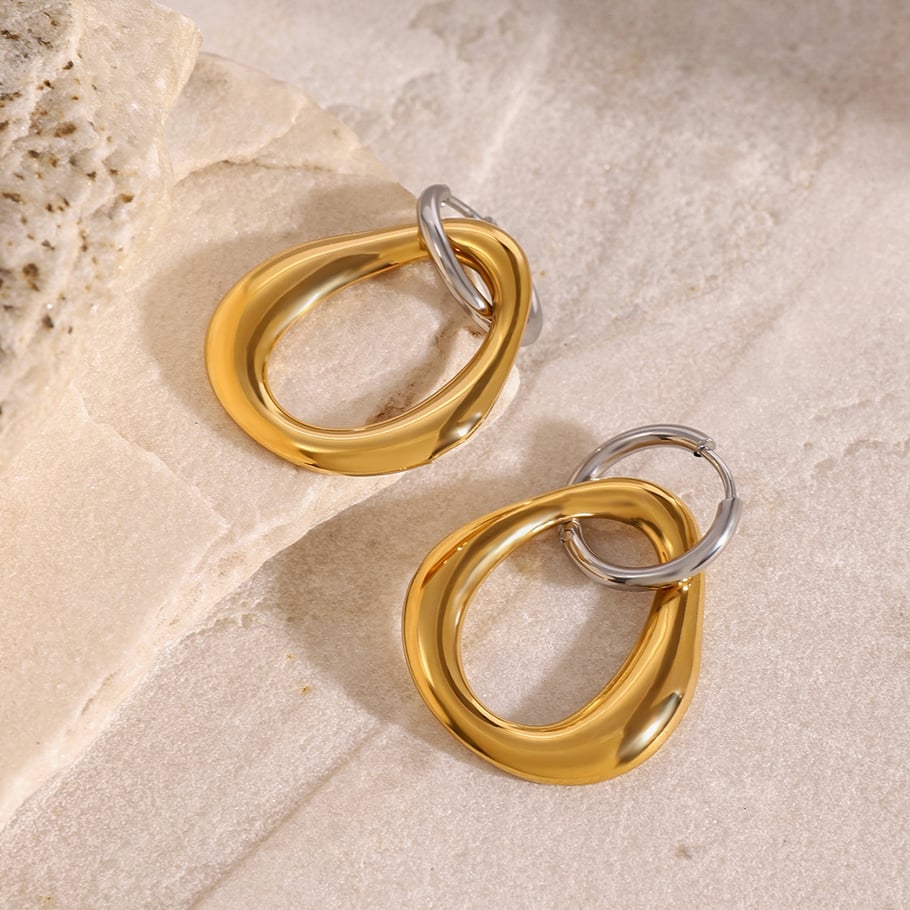 1 Pair Simple Series Simple Geometric Stainless Steel 18K Gold Plated Women Drop Earrings Picture3