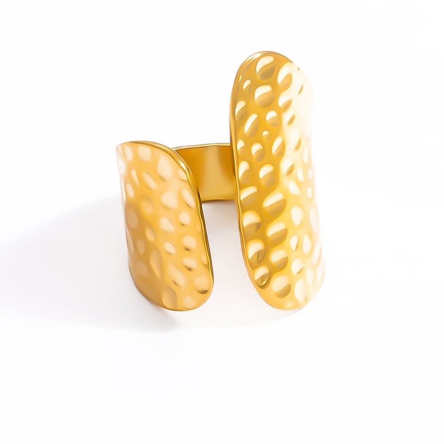 1 Piece Luxurious Series Elegant Eye Shape Nature Stone Stainless Steel Gold Color Women's Adjustable Rings Picture9