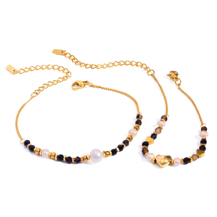 1 Piece Simple Series Elegant Beads Stainless Steel 18K Gold Plated Natural Stone Women Charm Bracelets Picture5