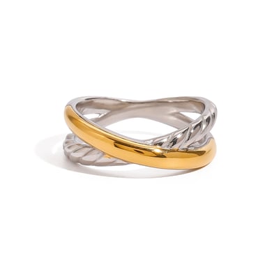 1 Pair Simple Series Simple Geometric Stainless Steel 18K Gold Plated Women Single Rings h5 Picture7