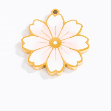 1 pieza de colgantes de acero inoxidable dorados con diseño de flores naturales de la serie romántica para mujer h5 Imagen5