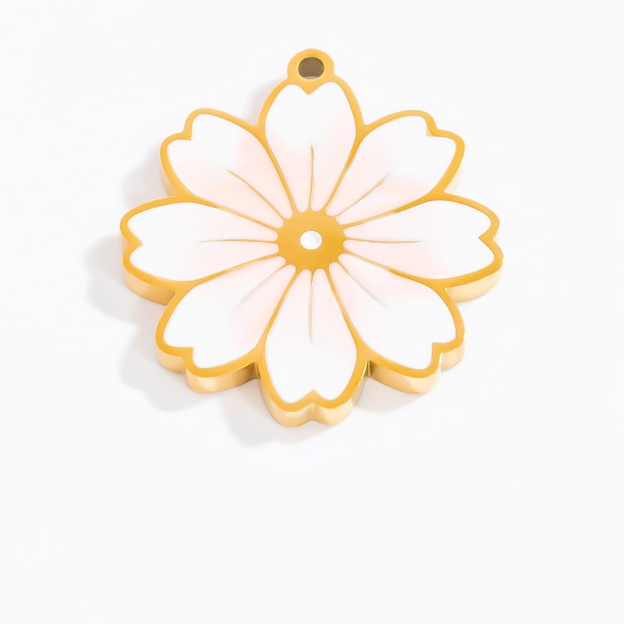 1 pieza de colgantes de acero inoxidable dorados con diseño de flores naturales de la serie romántica para mujer Imagen5