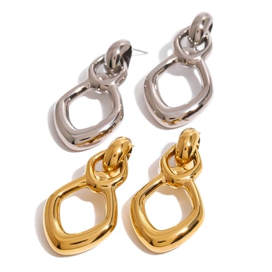 1 Pair Simple Series Simple Geometric Stainless Steel 18K Gold Plated Women Drop Earrings h5 Picture5