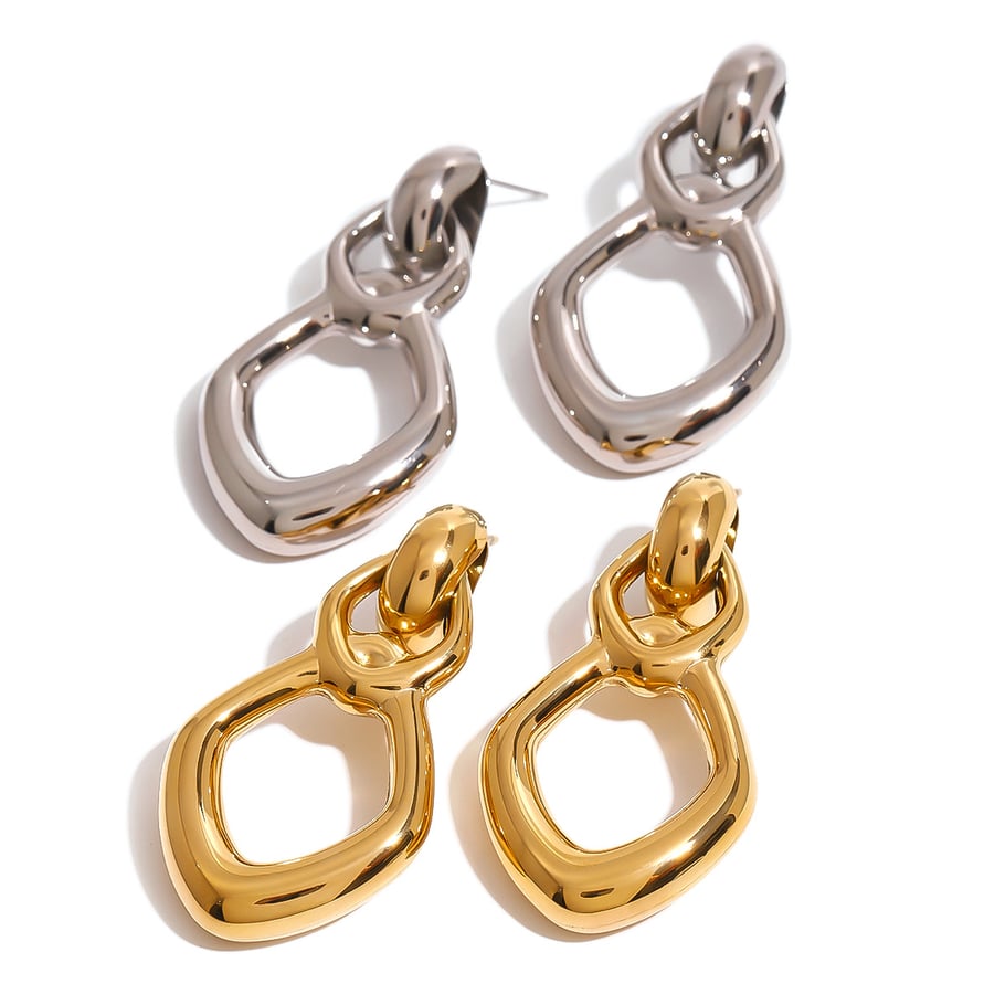 1 Pair Simple Series Simple Geometric Stainless Steel 18K Gold Plated Women Drop Earrings Picture5