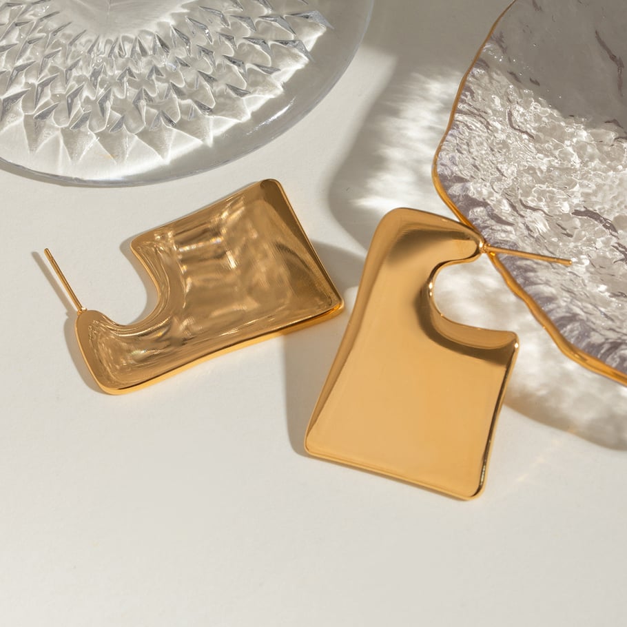 1 Paar Simple Series Einfache, einfarbige Ohrstecker aus Edelstahl mit 18 Karat Goldbeschichtung für Damen h5Bild4