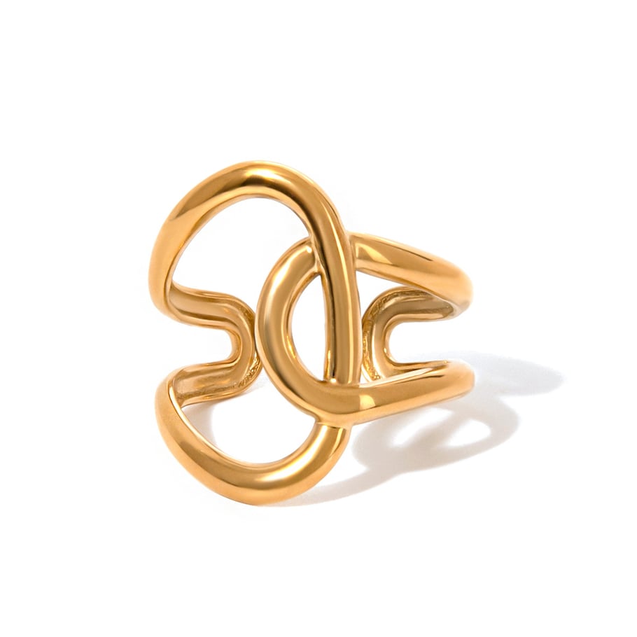 1 Paar Simple Series Casual Geometric Edelstahl 18 Karat vergoldet verstellbare Damenringe h5Bild6