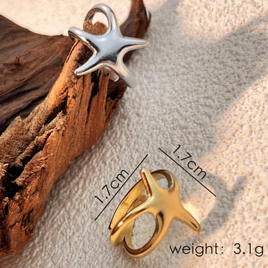 1 Stück Simple Series Simple Turtle Edelstahl Goldfarbene verstellbare Damenringe h5 Bild5
