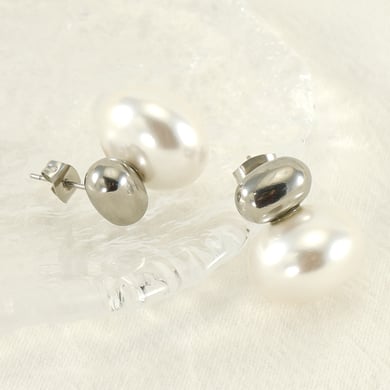 1 Pair Luxurious Retro Style Solid Color Stainless Steel 18K Gold Plated Inlay Artificial Pearl Women's Stud Earrings h5 Picture4