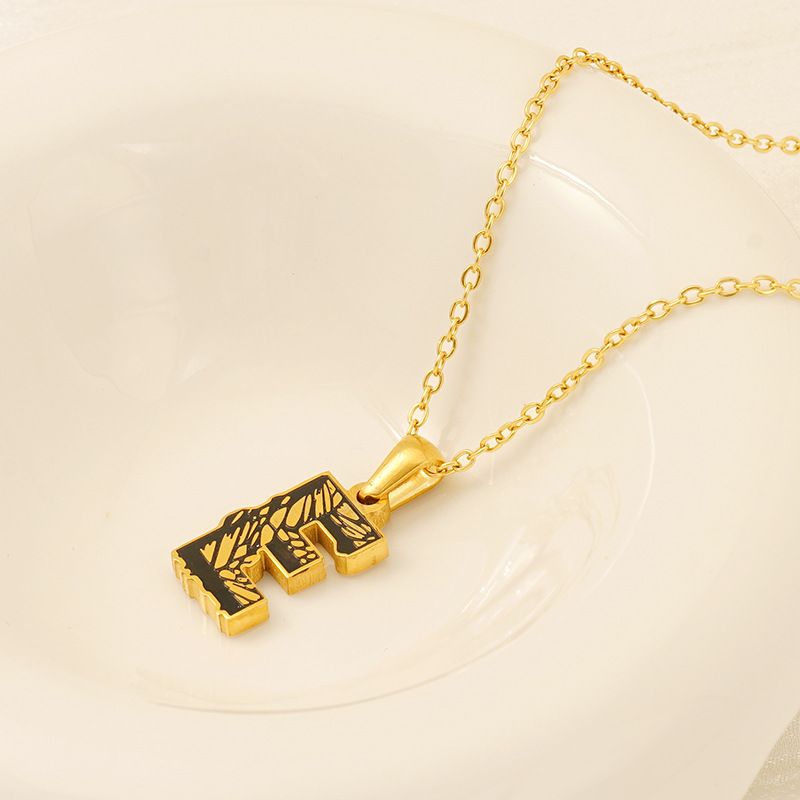 1 Piece Classic Letter Titanium Steel 18K Gold Plated Unisex Pendant Necklaces Picture4