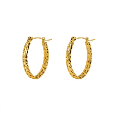 1 Pair Simple Series Simple Strip Titanium Steel 18K Gold Plated Women Hoop Earrings h5 Picture6