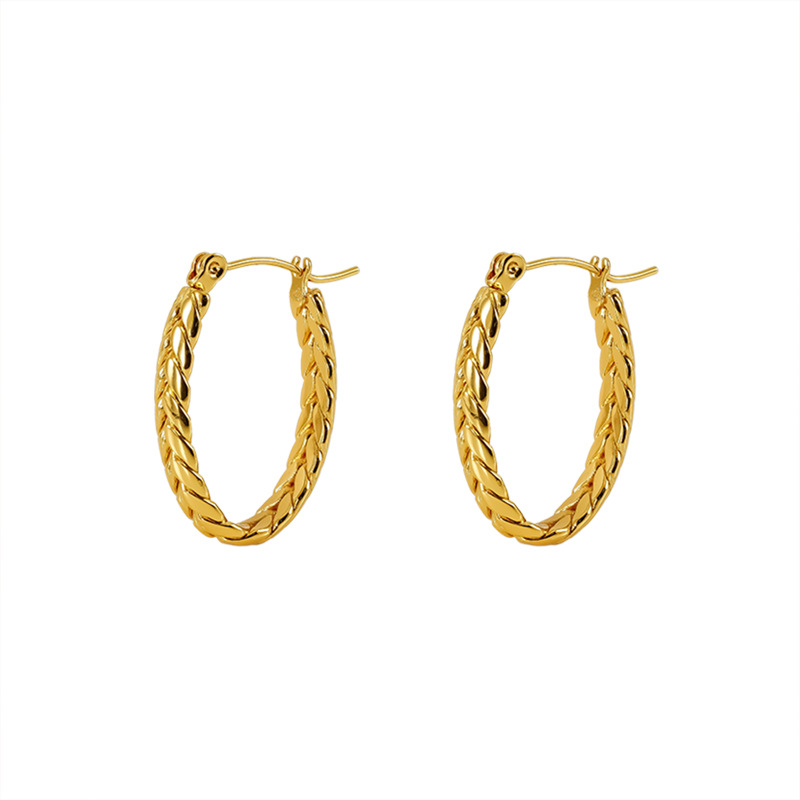 1 Pair Simple Series Simple Strip Titanium Steel 18K Gold Plated Women Hoop Earrings Picture6