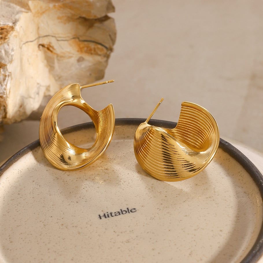 1 Pair Simple Series ins style line Stainless Steel 18K Gold Plated Women Stud Earrings Picture4