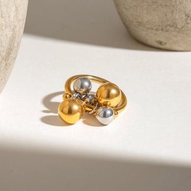 1 Piece Minimalistic Series Daily Designable Irregular Stainless Steel Gold And Silver Mixed Color Women's Single Rings h5 Picture3