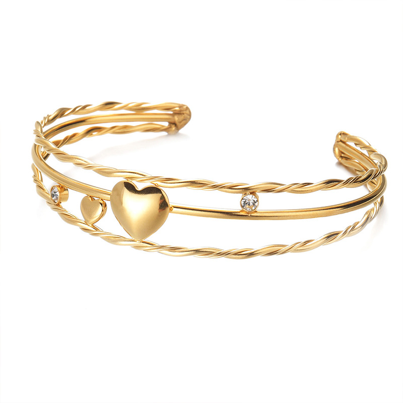 Bracelet femme en acier inoxydable plaqué or 18 carats, série romantique, motif cœur rétro Image4