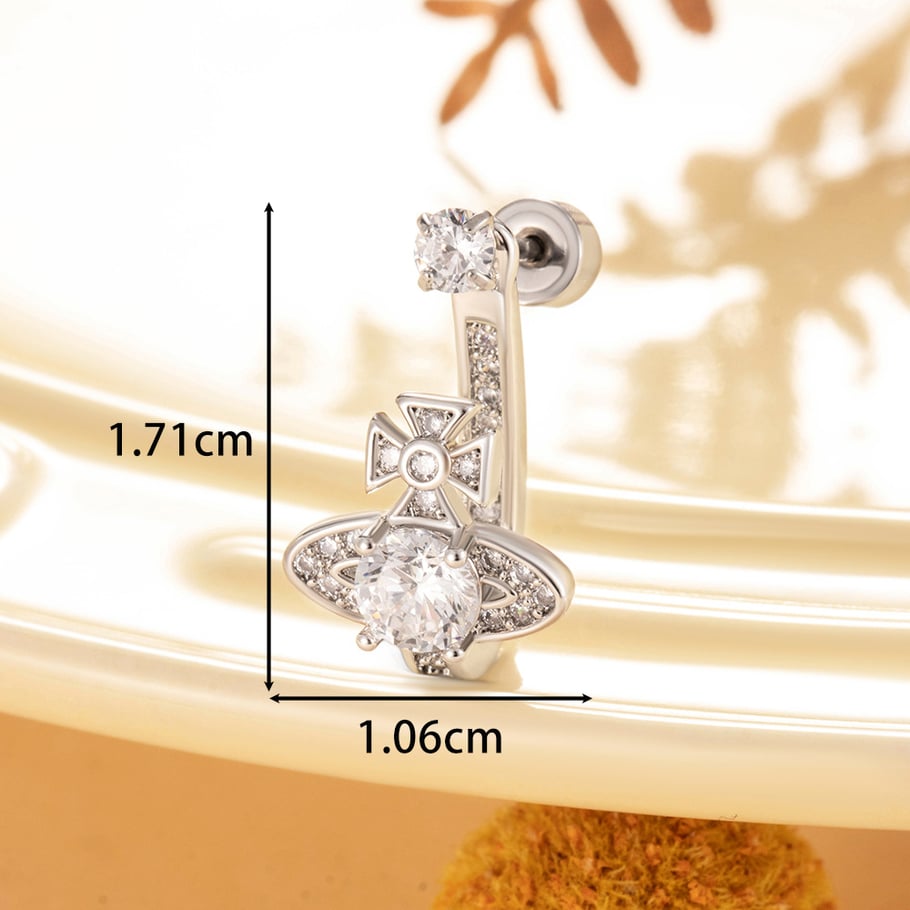 1 Paar Simple Series Einfache geometrische Titanstahl-Ohrstecker ohne Beschichtungsmaterial Zirkonia für Damen Bild3