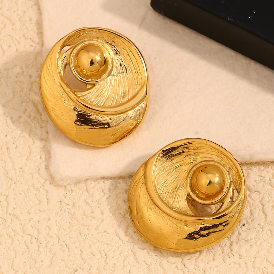 1 Pair Classic Series Retro Geometric Stainless Steel   Gold Color  Women's Stud Earrings Picture4