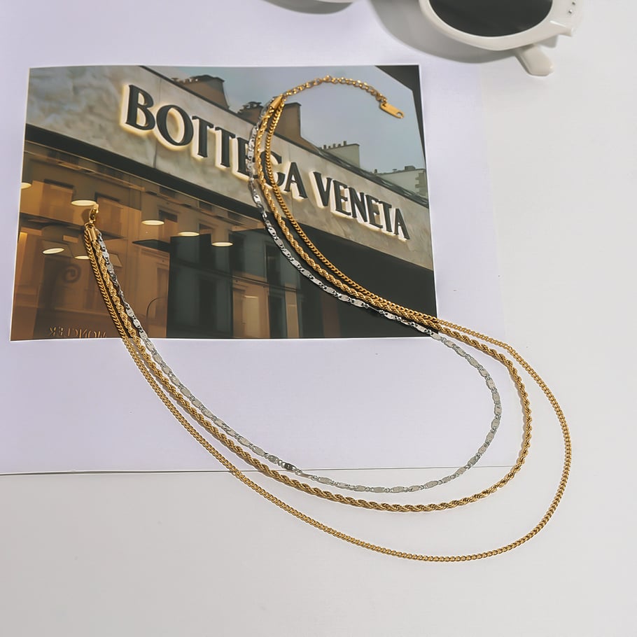 1 Piece Modern Series Line Stainless Steel Gold & Silver Color Women's Layered Necklaces h5Picture5